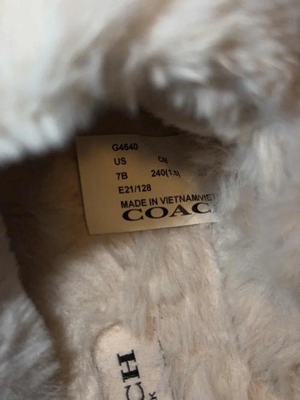 Coach Cream Faux-Fur & Signature Logo Kids' Slide Slippers